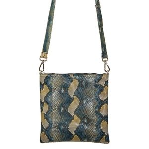 Mini Tokyo Cross-Body, Blue and Gold Snakeskin